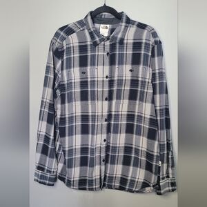 The North Face Men's Flannel Blue and Gray Plaid Button Up Shirt L